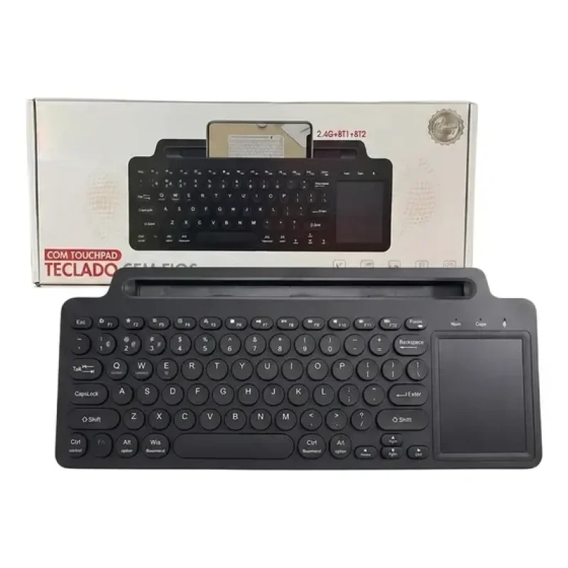 Teclado Sem Fio Touchpad Bluetooth 2,4g Pc Smart Tv Notebook