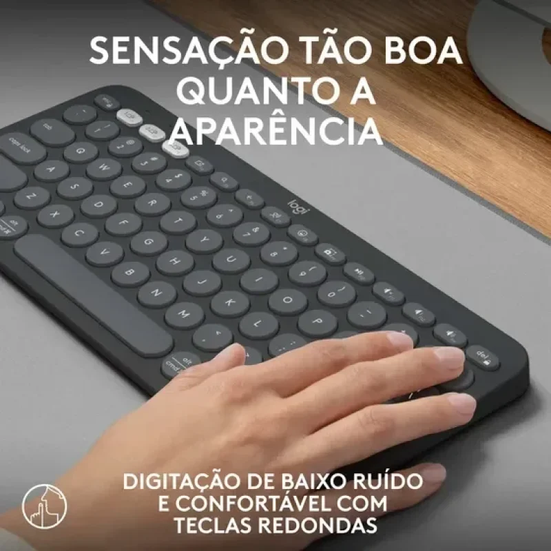 Teclado sem fio Logitech Pebble Keys 2 K380 - Grafite