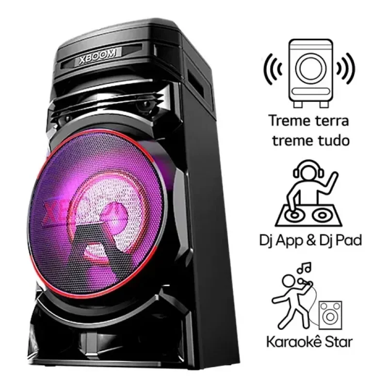 Torre de Som LG XBOOM RNC5 Bluetooth, Som Potente, Função DJ, Iluminação LED e Party Mode
