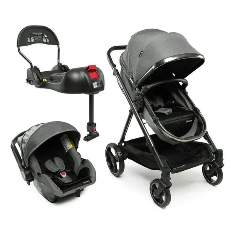 Travel System Safety 1st, Discover Trio, com Isofix, 0 a 15kg, Grey Chrome