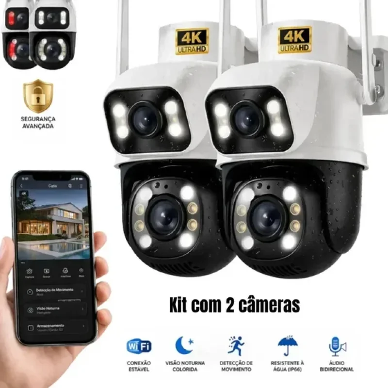 câmeras segurança dupla lente