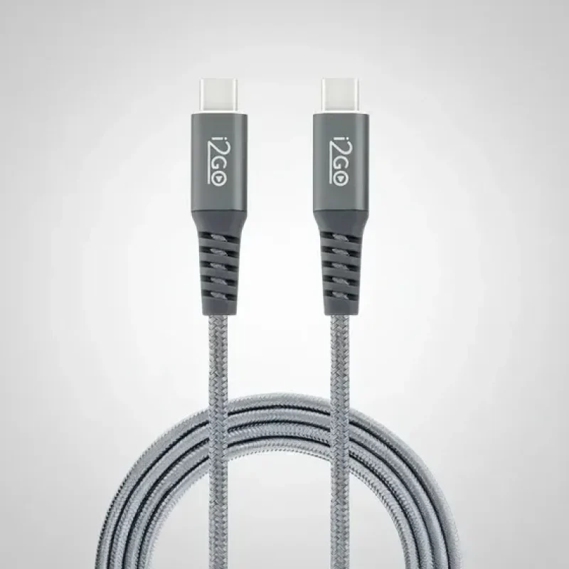 i2GO Cabo Usb-c + Usb-c I2go 2m 3a Nylon Trançado Chumbo