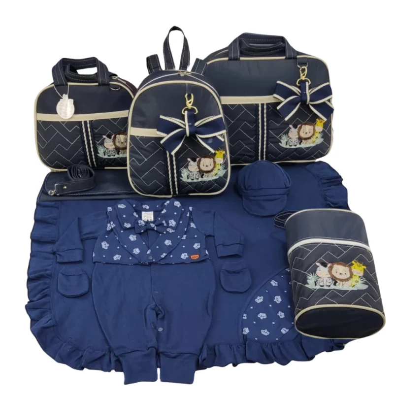 Kit bolsa maternidade safari 5 peças com saída maternidade