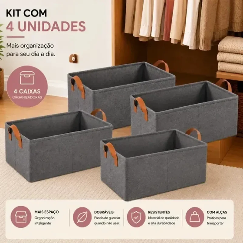kit 4 caixas organizadora