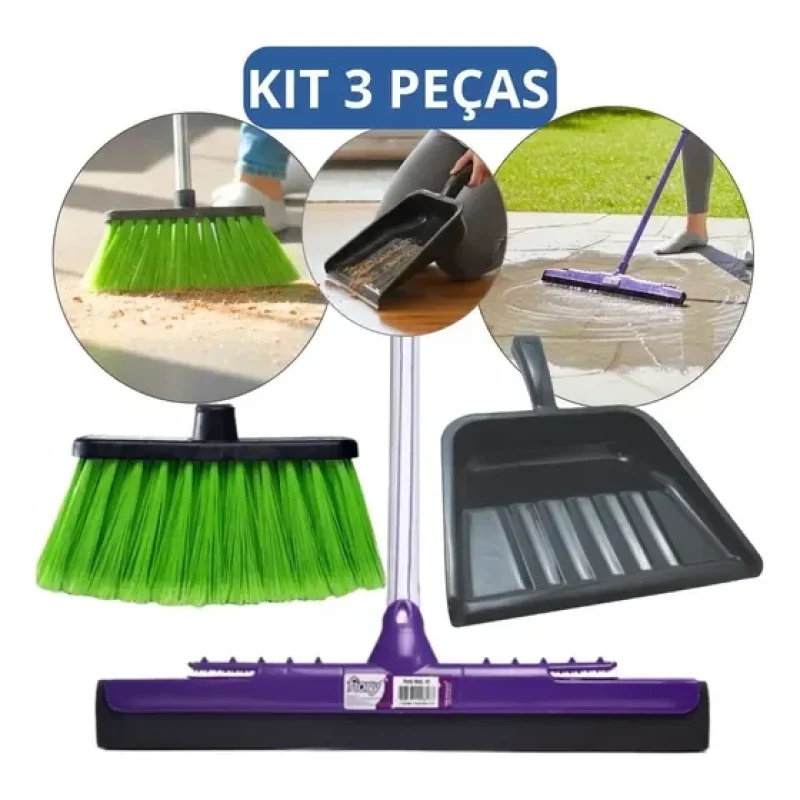 kit limpeza vassoura rodo