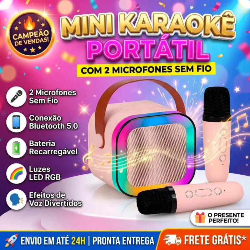 mini caixa som karaokê