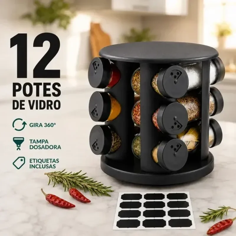 porta condimentos temperos giratório