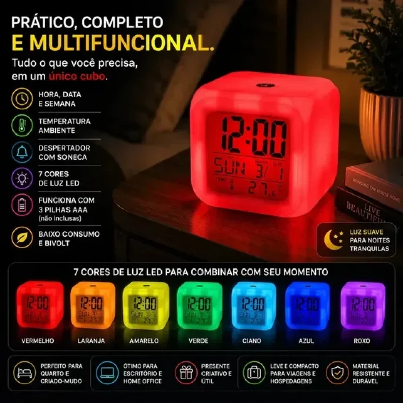 relógio digital cubo