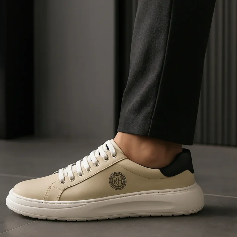 Sapatênis macio em Couro Confortável com Sola Larga