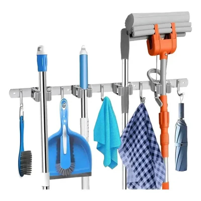 suporte vassoura inox parede